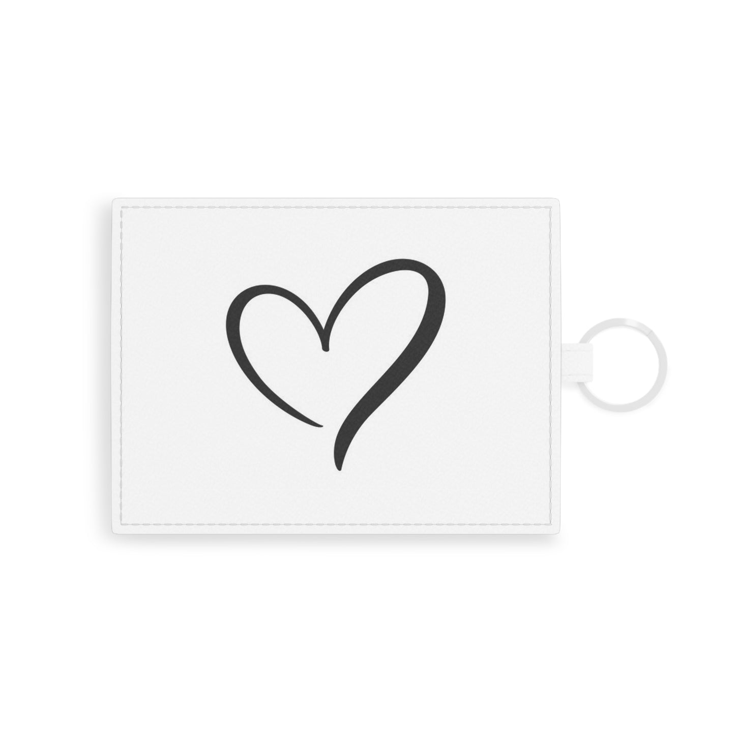 Heart White Leather Card Holder